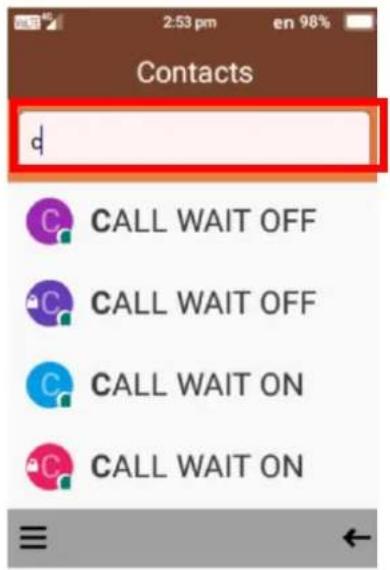 Contacts d CALL WAIT OFF CALL WAIT OFF CALL WAIT ON CALL WAIT ON