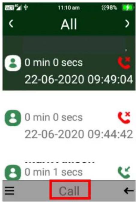 All 0 min 0 secs 22-06-2020 09:49:04 0 min 0 secs 22-06-2020 09:44:42 0 min 1 secs Call