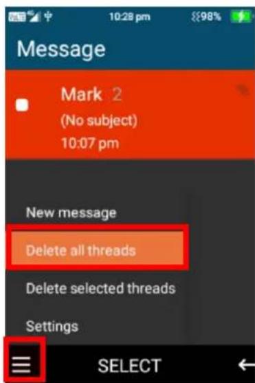 Message Mark 2 (No subject) 10:07 pm New message Delete all threads Delete selected threads Settings ≡ SELECT