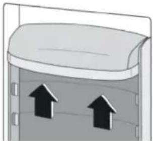 Diagram of a container with two upward arrows indicating flow or movement (no text or symbols)