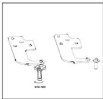 Technical line drawing of two mechanical components with mounting holes and a cylindrical base (no text or symbols)