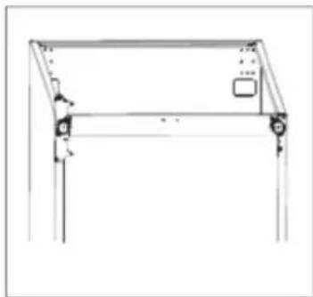 Simple line drawing of a rectangular frame with corner supports and a small square marker (no text or symbols)