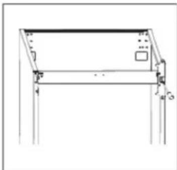 Line drawing of a simple rectangular frame with vertical supports and a small inset box, no text or symbols present.