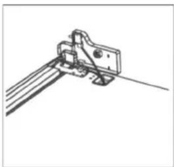 Technical line drawing of a mechanical bracket or clamp assembly (no text or symbols)