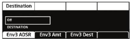 Destination Off DESTINATION Env3 ADSR Env3 Amt Env3 Dest