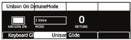 Unison On DetuneMode UNISON ON 1 Voice 0 MODE DETUNE Keyboard Gl Unison Glide