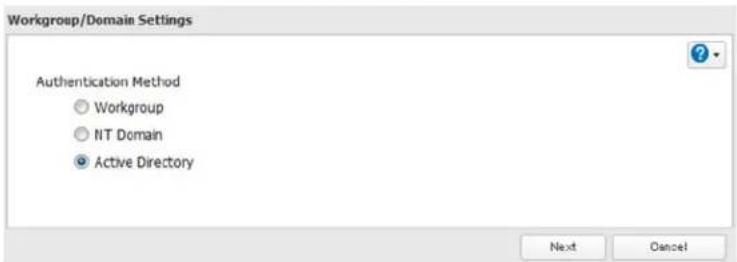 BUFFALO TeraStation 5000 - Select "Active Directory", then click Next. - 1