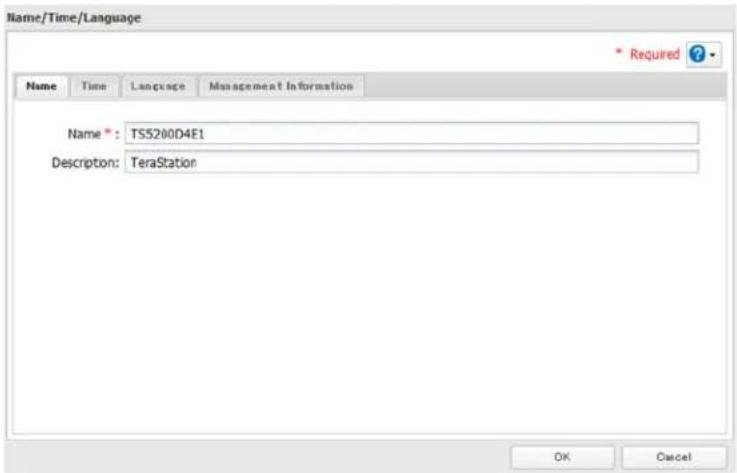 BUFFALO TeraStation 5000 - Click the Name tab, then configure the TeraStation's name and description. - 1