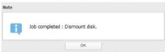 BUFFALO TeraStation 5000 - Select the drive to dismount and click Dismount Disk. - 2