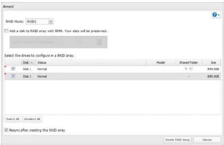 BUFFALO TeraStation 5000 - Select the drive to add to the RAID array. - 1