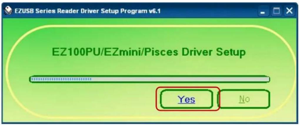 EZUSB Series Reader Driver Setup Program v6.1 EZ100PU/EZmini/Pisces Driver Setup Yes No