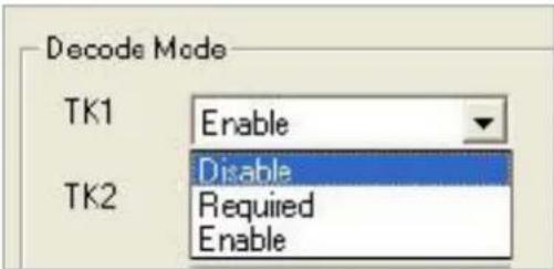 Decode Mode TK1 Enable Disable TK2 Required Enable