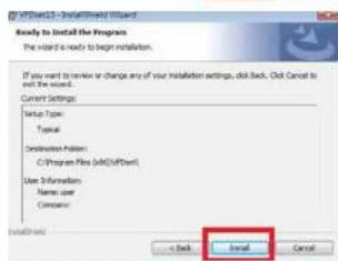 ATV30125 - InstallShield Wizard Ready to Install the Program The Wizard is ready to begin installation. If you want to review or change any of your installation settings, click Back. Click Cancel to exit the Wizard. Current Settings: Setup Type: Typical Destination Hidden: C:\Program Files (add\ATV30125) User Information: Name: user Comparison: Installment + Back Cancel Cancel