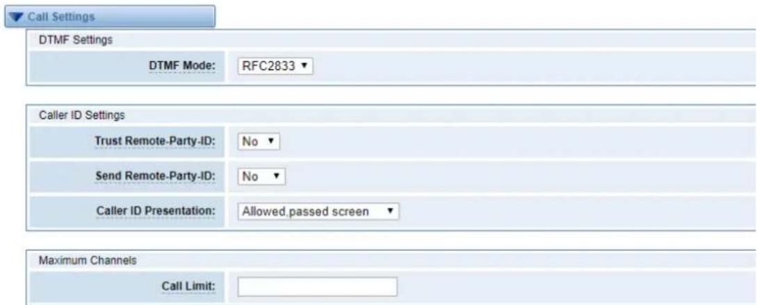 OpenVox SWG-2032L - Call Settings - 1