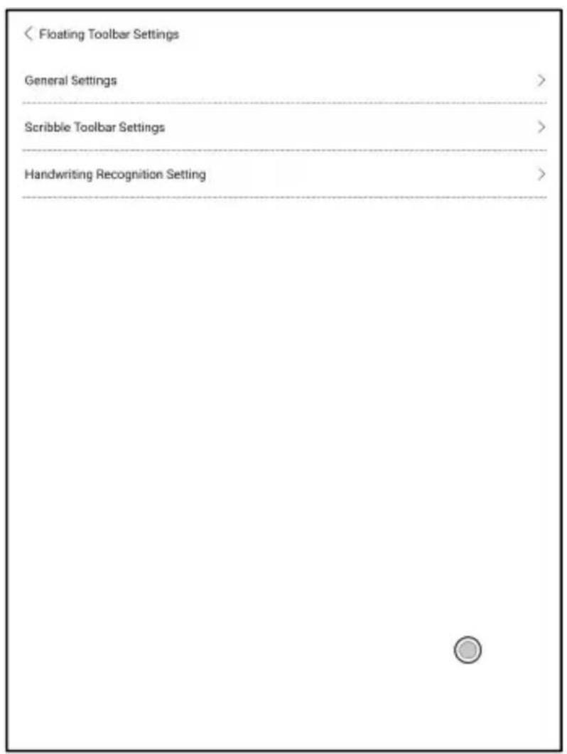 < Floating Toolbar Settings General Settings > Scribble Toolbar Settings > Handwriting Recognition Setting >