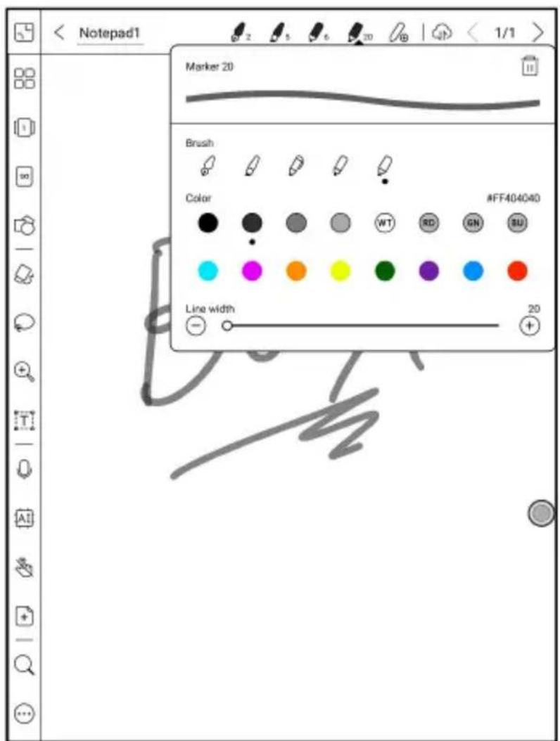 < Notepad1 Marker 20 Brush Color OFF404040 Line width 20