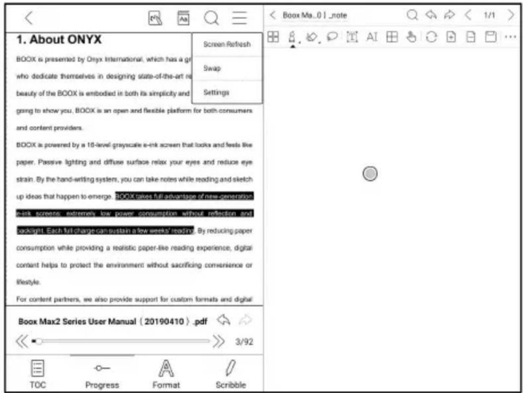 1. About ONYX BOOK is presented by Onyx International, which has a gr who dedicate themselves in designing state-of-the-art re beauty of the BOOK is embodied in both its simplicity and going to show you, BOOK is an open and flexible platform for both consumers and content providers. BOOK is powered by a 18-level grayscale e-ink screen that looks and feels like paper. Passive lighting and diffuse surface relax your eyes and reduce eye strain. By the hand-writing system, you can take notes while reading and sketch up ideas that happen to emerge. BOOK takes full advantage of new-generation stick screens, extremely low power consumption without reflection and appling! Each full charge can sustain a few weeks' reading. By reducing paper consumption while providing a realistic paper-like reading experience, digital content helps to protect the environment without sacrificing convenience or lifestyle. For content partners, we also provide support for custom formats and digital Book Max2 Series User Manual (20190410) .pdf << ·———>> 3/92 TCC Progress Format Scribble< Book Ms..0 | _note< 1/1 >