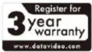 Register for 3year warranty www.datavideo.com