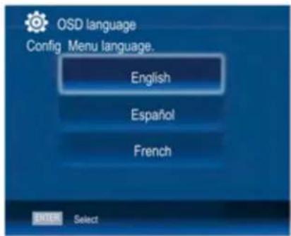 OSD language Config Menu language. English Español French ENTER Select