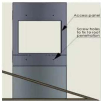 Access panel Screw holes to fix to roof penetration