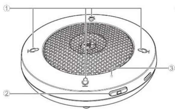 Technical diagram of a circular device with labeled components, showing internal structure and mounting points.