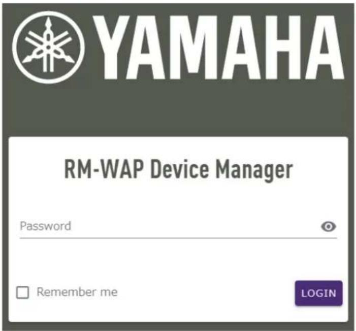 YAMAHA RM-WAP Device Manager Password Remember me LOGIN