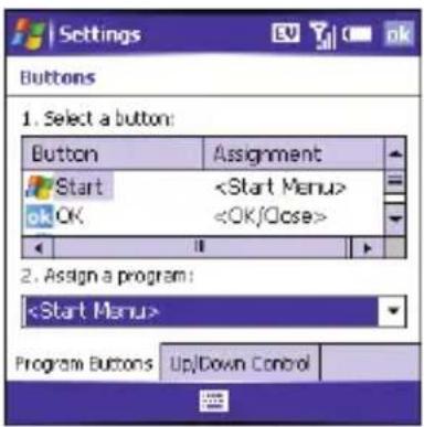 Settings Buttons 1. Select a button: Button Assignment Start OK 2. Assign a program: Program Buttons Up/Down Control