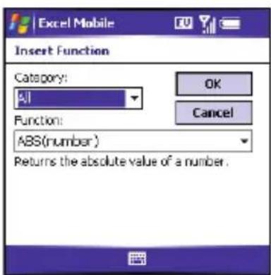 Excel Mobile Insert Function Category: All Function: ABS(number) Returns the absolute value of a number.