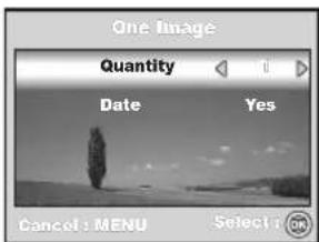 One Image Quantity Date Yes Cancel: MENU Select