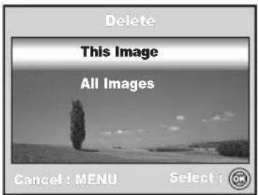 Delete This Image All Images Cancel : MENU Select : OK