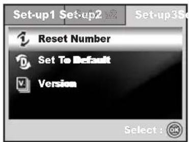 Set-up1 Setup2 Set-up35 Reset Number Set To Default Version Select :
