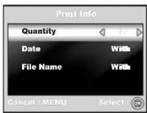Print Info Quantity Date With File Name With Cancel : MENU Select
