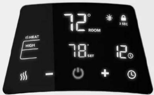 HEAT HIGH - 72° ROOM 3 SEC 78° SET 12° - +