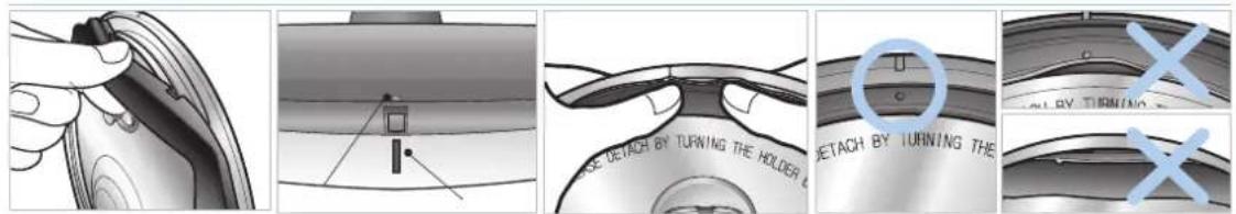 SE DETACH BY TURNING THE HOLDER DETACH BY TURNING THE