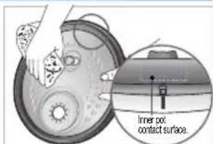 Inner pot contact surface.