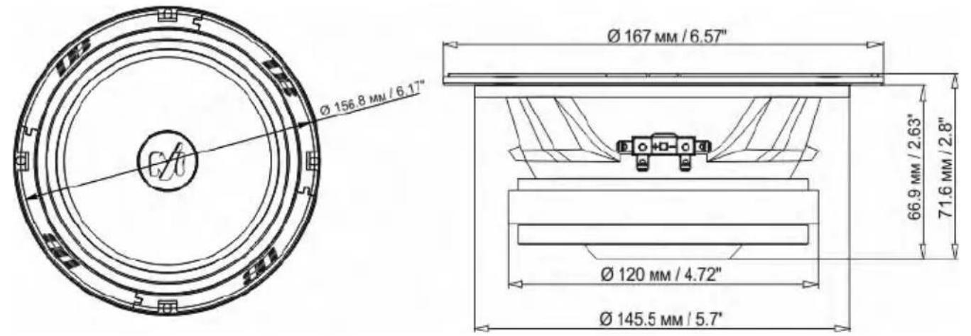 Ø 156.8 MM / 6.1" Ø 167 MM / 6.57" Ø 120 MM / 4.72" Ø 145.5 MM / 5.7" 66.9 MM / 2.63" 71.6 MM / 2.8"