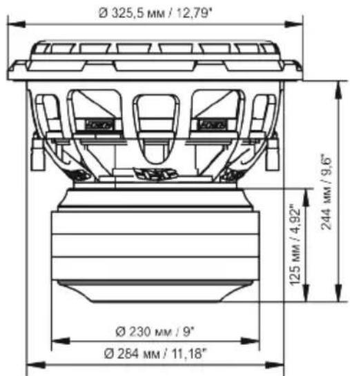 Ø 325,5 MM / 12,79" Ø 230 MM / 9" Ø 284 MM / 11,18" 125 MM / 4,92" 244 MM / 9,6"
