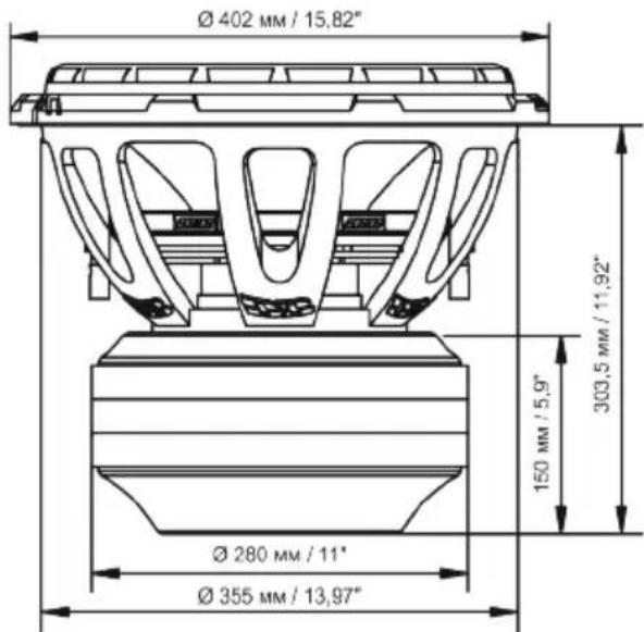 Ø 402 MM / 15,82" 303,5 MM / 11,92" 150 MM / 5,9" Ø 280 MM / 11" Ø 355 MM / 13,97"