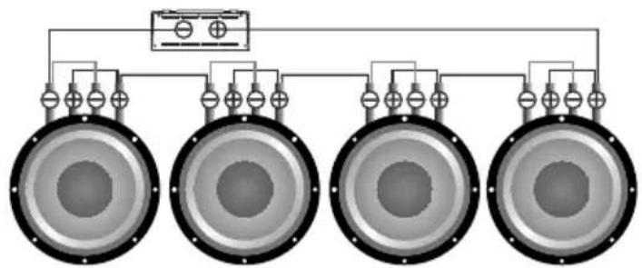 Deaf Bonce Apocalypse AAP-350.1D Atom Plus - Subwoofers in series, coils in parallel - 3