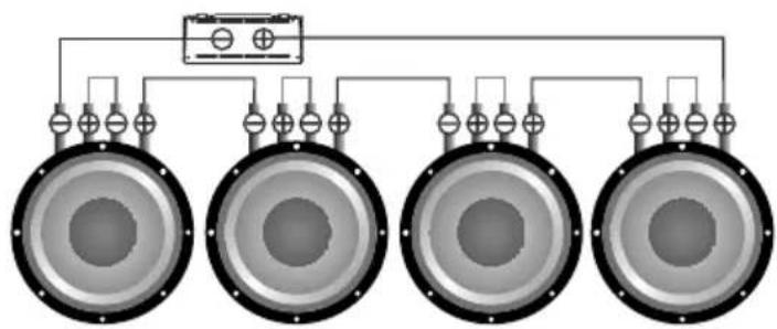 Deaf Bonce Apocalypse AAP-350.1D Atom Plus - Subwoofers in series, coils in series - 3