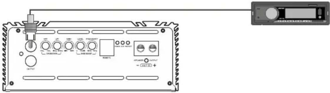 Deaf Bonce Apocalypse AAP-350.1D Atom Plus - Стандартная схема подключения одноканального усилителя к одному сабвуферу и к АКБ - 3