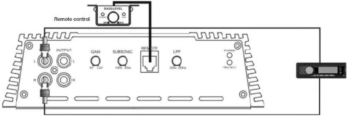 Deaf Bonce Machete MA-2100.1D - Standard wiring diagram of mono amplifier to Head Unit. - 1