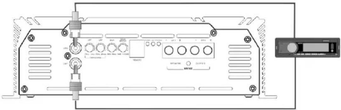 Deaf Bonce Apocalypse AAB-2400.2D - Standard wiring diagram of two-channel amplifier to Head Unit - 1