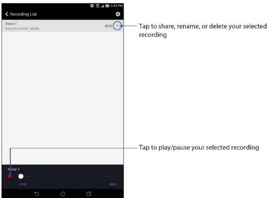 ASUS MeMO Pad 7 LTE ME375CL - Recording List - 1