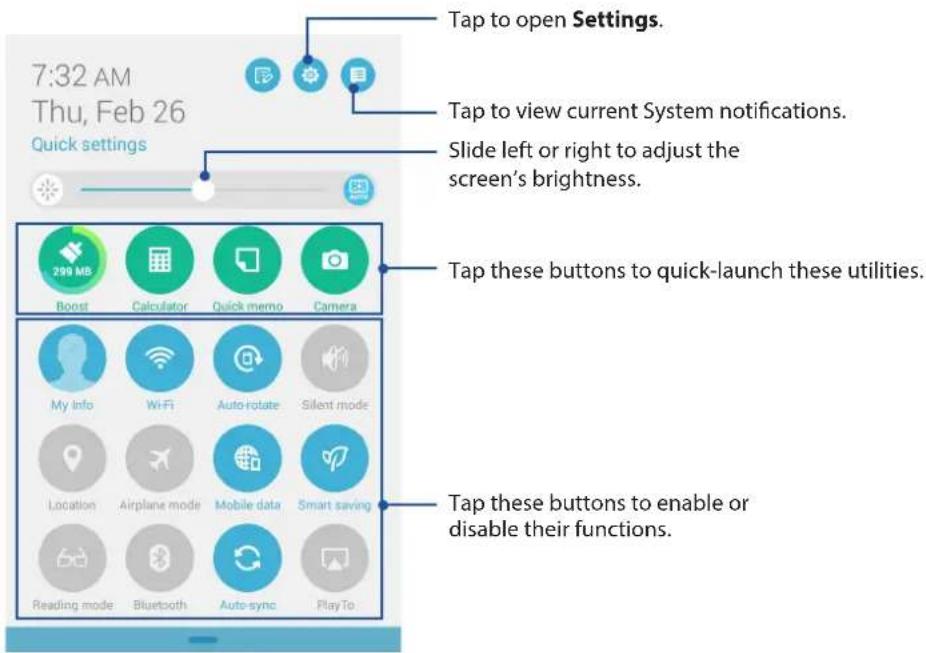 ASUS MeMO Pad 7 LTE ME375CL - Quick settings - 1