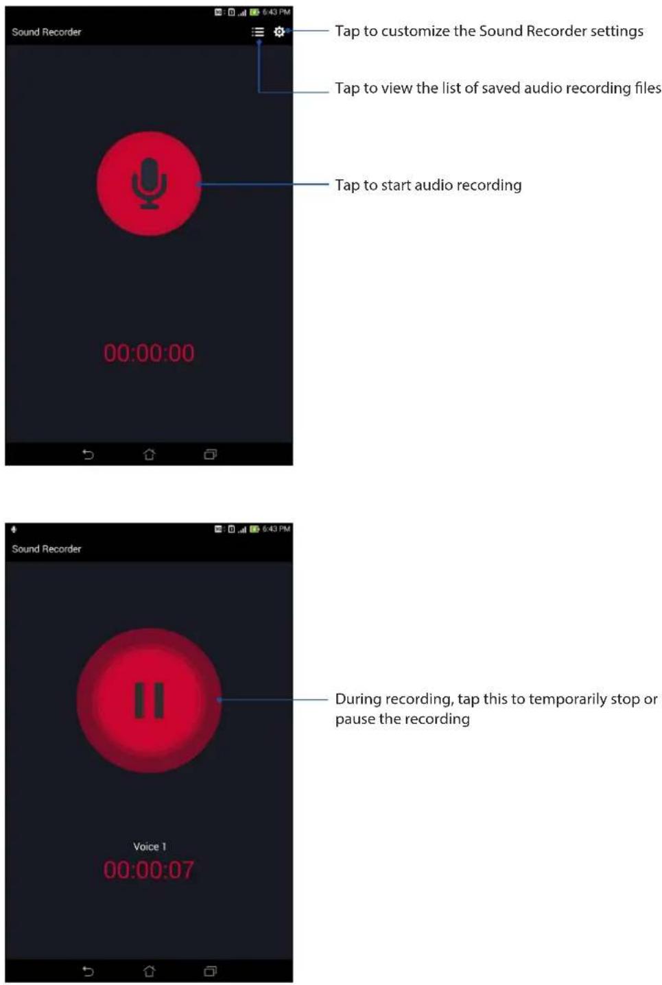 ASUS MeMO Pad 7 LTE ME375CL - Launching Sound Recorder - 1