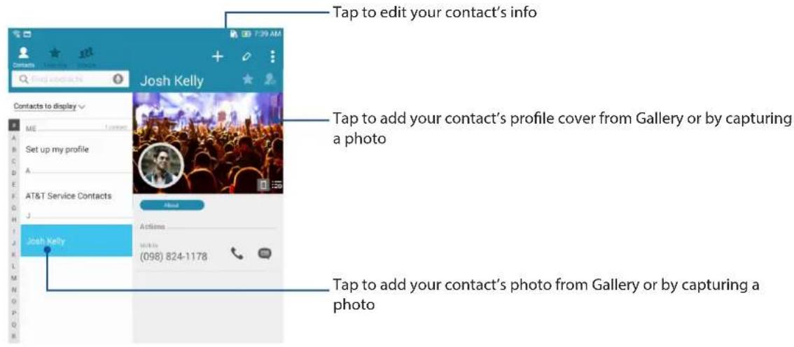 ASUS MeMO Pad 7 LTE ME375CL - Customizing your contact's profile - 1