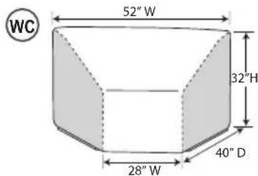 WC 52" W 32"H 40" D 28" W