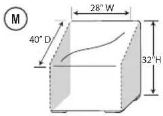 M 40" D 28" W 32"H