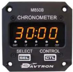 M850B CHRONOMETER 30:00 GMT LT FT ET CDT SELECT CONTROL SEL CTL AVTRON